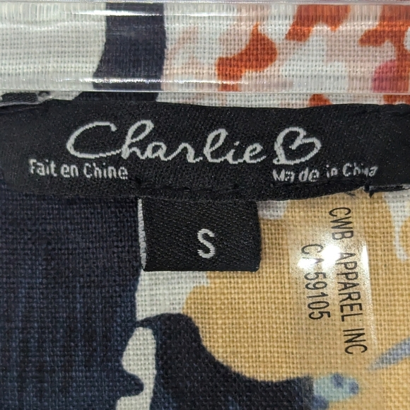 Charlie B Small 100% Linen Hi-Lo Dress Sleeveless Bold Floral Pristine - Picture 8 of 12